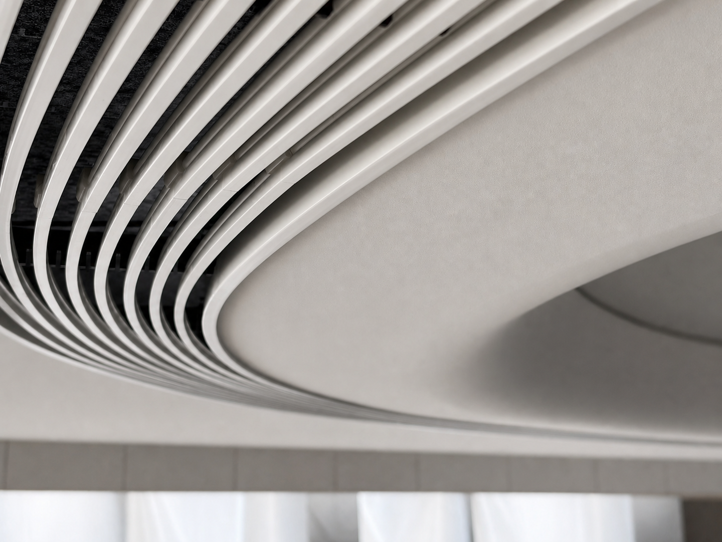 Pre-curved blades following the carrier rail continuously