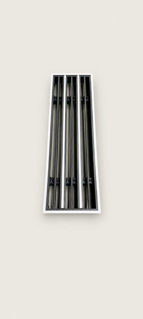 Narrow-frame T-bar diffuser face detail