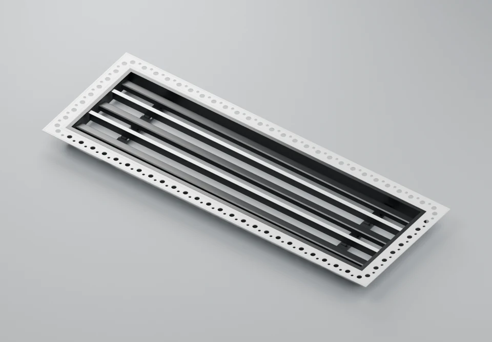 White T-profile diffuser with perforated mounting flange